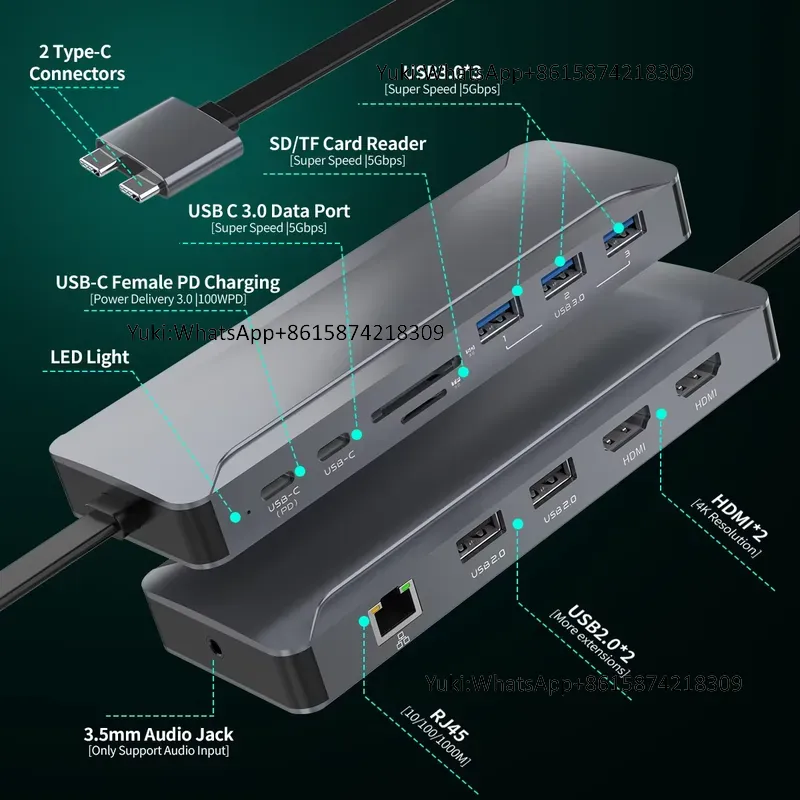 Usb Hub Type C - Hot Selling Dual Display Screen Type