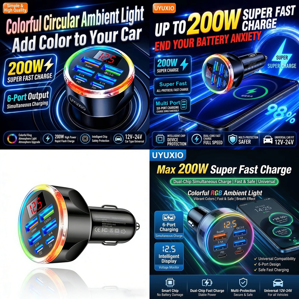 Usb Hub Type C - Universal 6 Ports Car Charger Hub