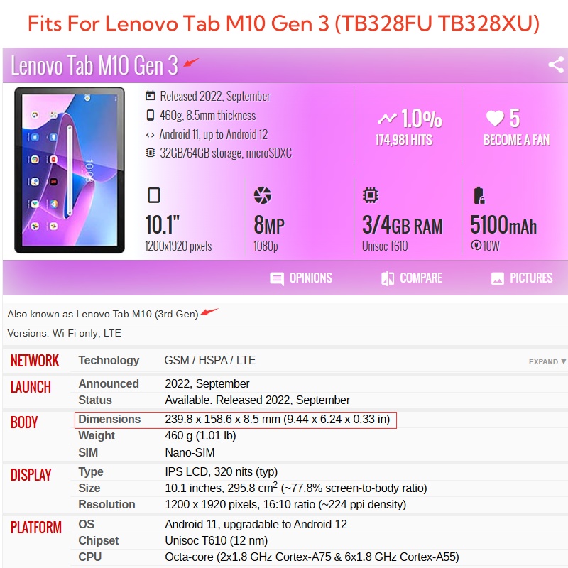 For Lenovo Tab M10 3rd Gen 10. - Lenovo Tablet M11 Accessories 评论和价格